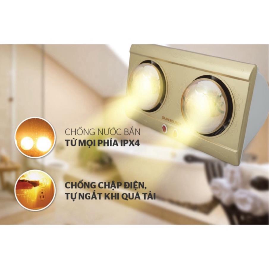 Đèn sưởi nhà tắm Halogen 2 bóng Sunhouse SHD3812, 2 mức nhiệt, công suất 550W.