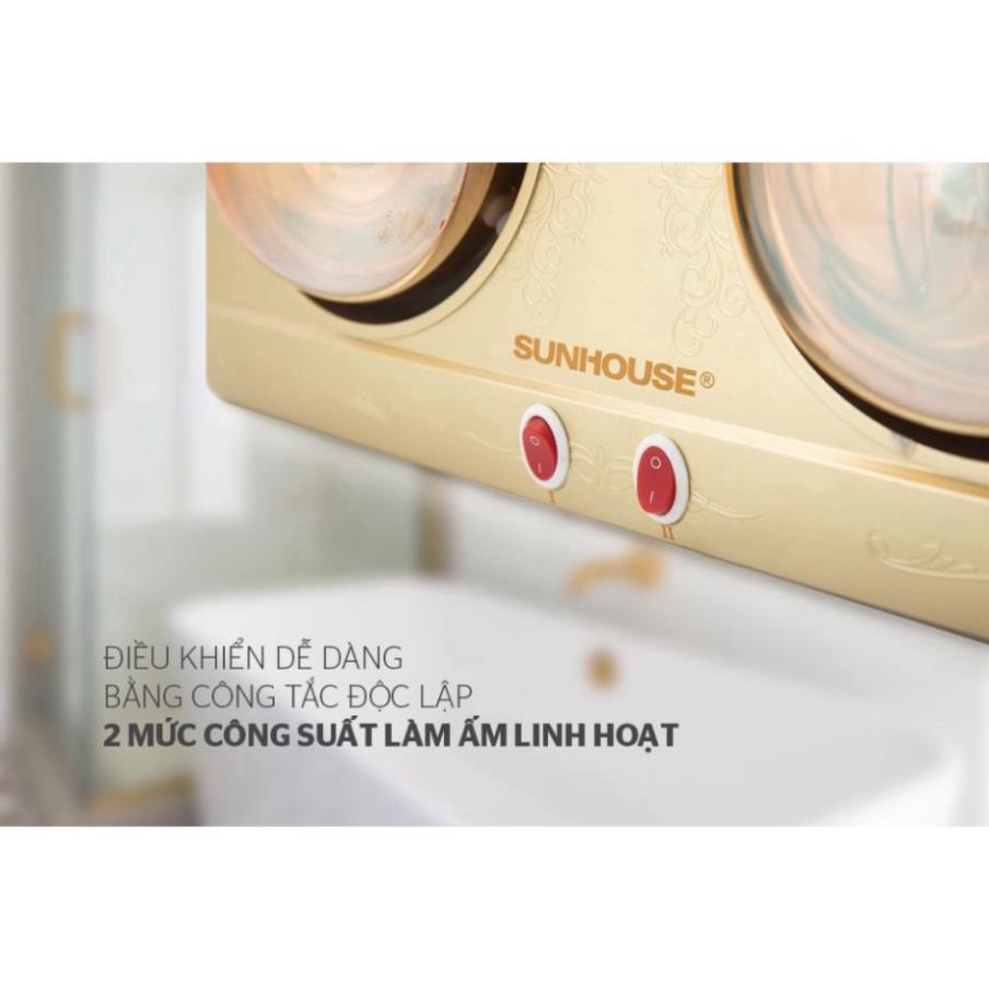 Đèn sưởi nhà tắm Halogen 2 bóng Sunhouse SHD3812, 2 mức nhiệt, công suất 550W.