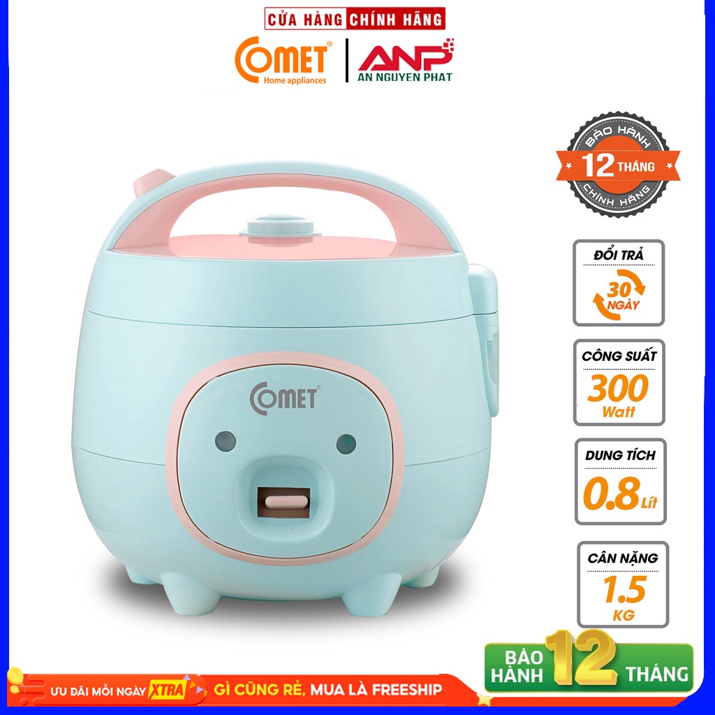 Nồi cơm điện mini nắp gài COMET CM8006 - Hàng Chính Hãng Bảo Hành 12 Tháng