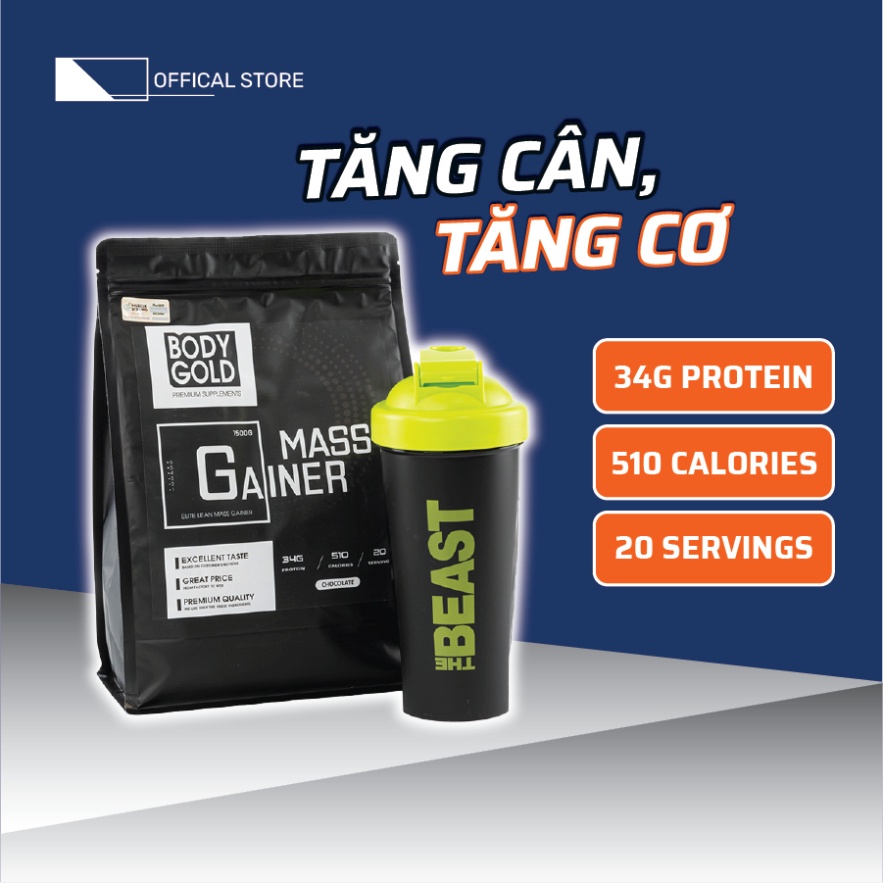 Mass Gainer Hight Protein Sữa lên cân Tăng Cơ Body Gold túi 1