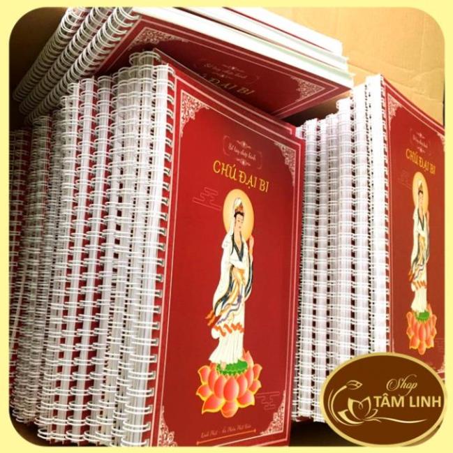 Tặng viết, Vở Chép Tay Chú Đại Bi A4 có in chữ mờ có và hình Bồ Tát Quán Âm