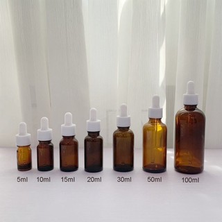 Chai thủy tinh bóp giọt khoen trắng chiết serum 5ml 10ml 15ml 20ml 30ml 50ml 100ml