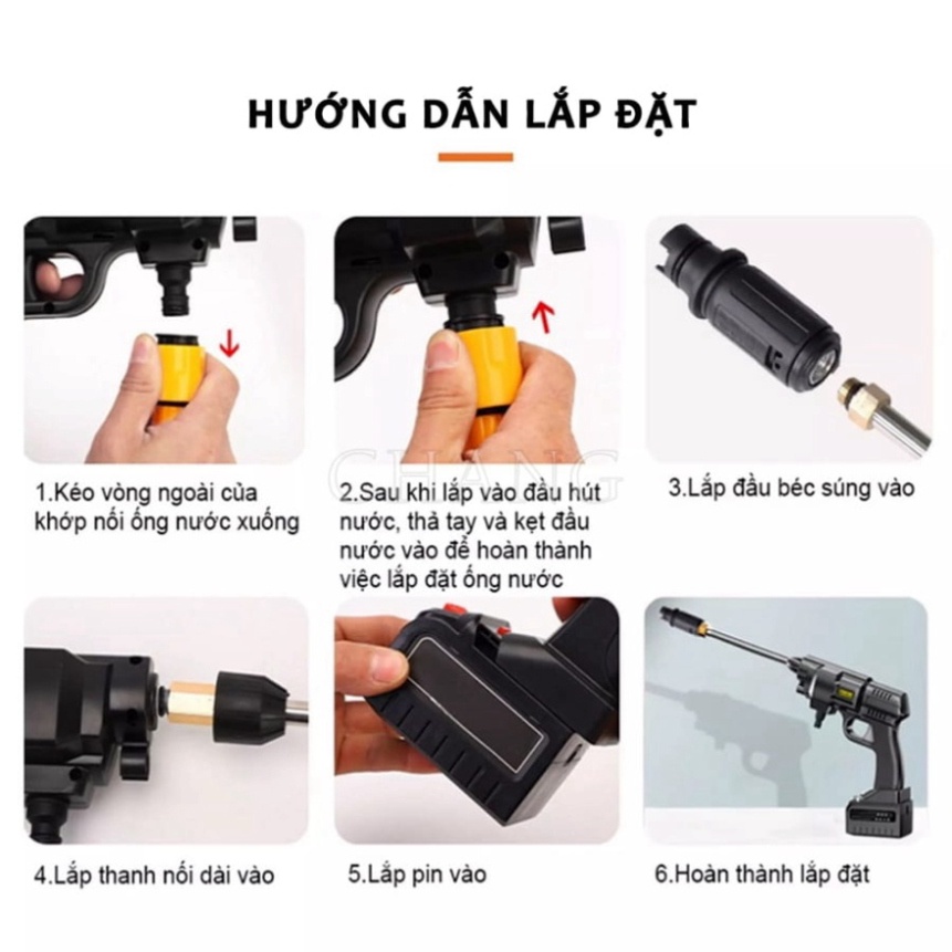 Máy Rửa Xe Cầm Tay Mini - Máy Rửa Xe Gia Đình 1 Pin Sạc 48V Công Suất Lớn 400W Áp Lực Nước Siêu Mạnh Tiện Lợi Hot