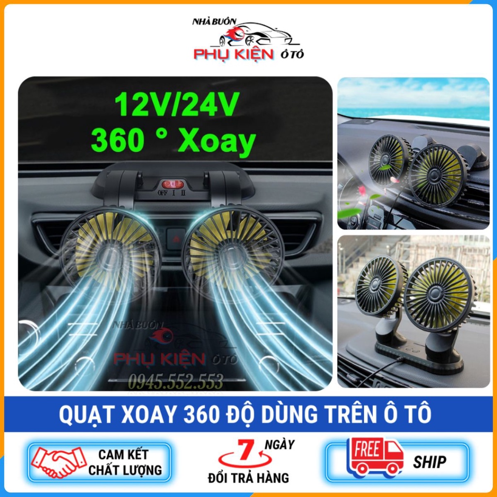 Quạt Xoay 360 Độ Dùng Trên Ô Tô Nguồn 5v/12v/24v, Cắm Chân Usb, Quạt Đa Năng Cho Bàn Máy Tính , Bàn Làm Việc