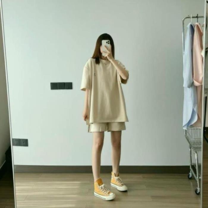 Set bộ đồ nữ dây rút bản to chất bo cotton dầy AO22