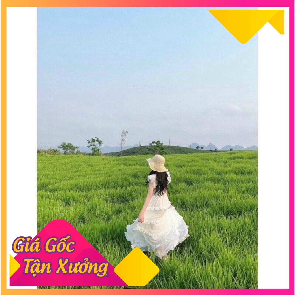 Váy Trắng Công Chúa tiểu thư chun eo dáng dài hàng đẹp