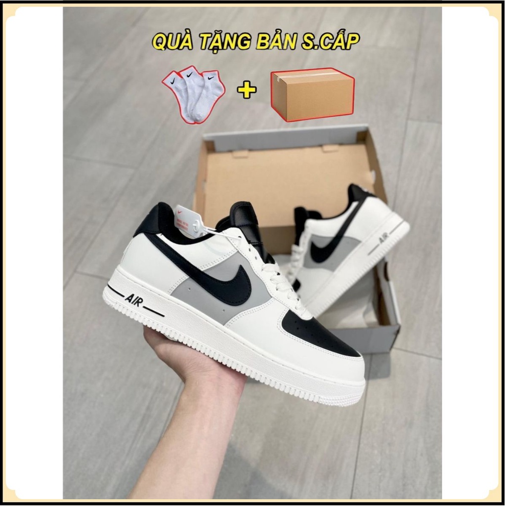 🎀 SIÊU HÓT 🎀Giày_Nike Air Force 1 Mũi Đen, Giày AF1 Cream And Black Đế Air Bản Chuẩn Nam Nữ Full Box Bill.