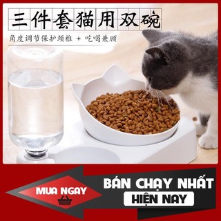 [❌GIÁ SỈ❌] BÁT ĐÔI MẶT MÈO KÈM BÌNH DÀNH CHO CHÓ MÈO ❤️