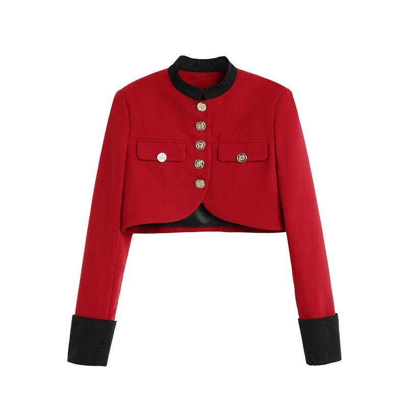 Yuexunchristmas red blazer + Chân Váy Đen Ngắn Phong Cách Cung Điện Mùa Thu Cho Nữ