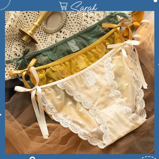 Quần lót lọt khe dây nơ eo quần lót ren tim sexy 039