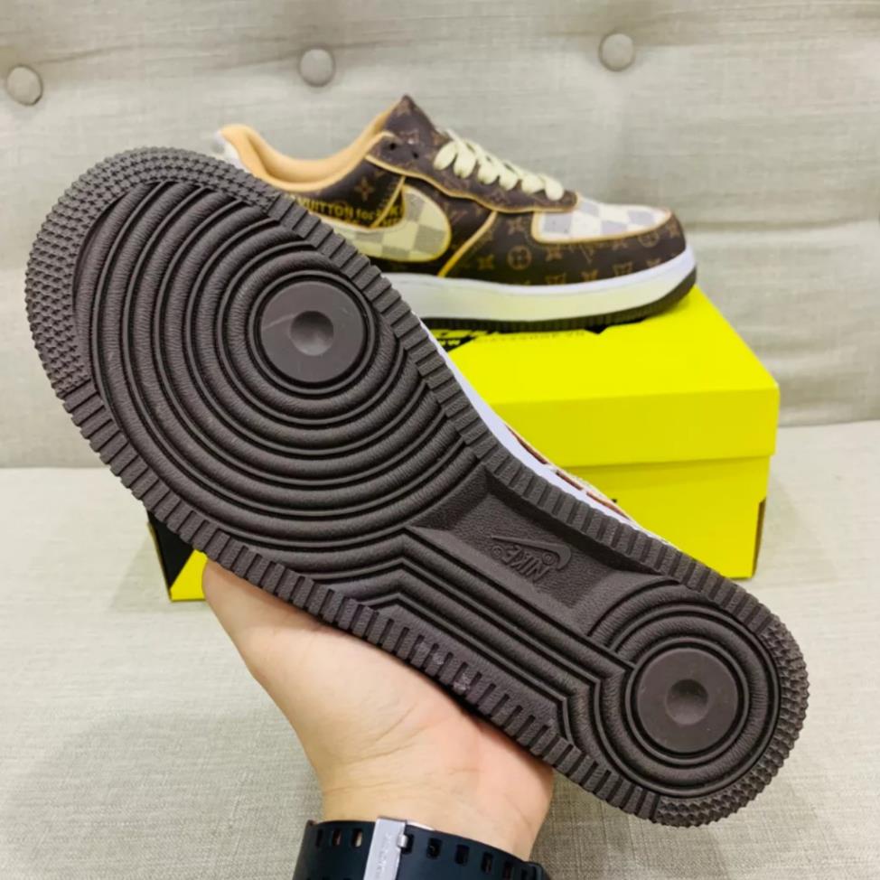 Giày LV Nâu Hàng Cao Cấp,Giày AF1 Louis Vuitton Bản Brown Hàng Đẹp Full Box Bill Túi vải