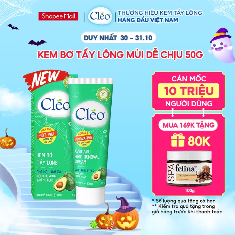 Kem Bơ Tẩy Lông Cléo 50g Hương Thơm Dễ Chịu Công Thức Đột Phá cho Mọi Loại Da kể cả Da Nhạy Cảm