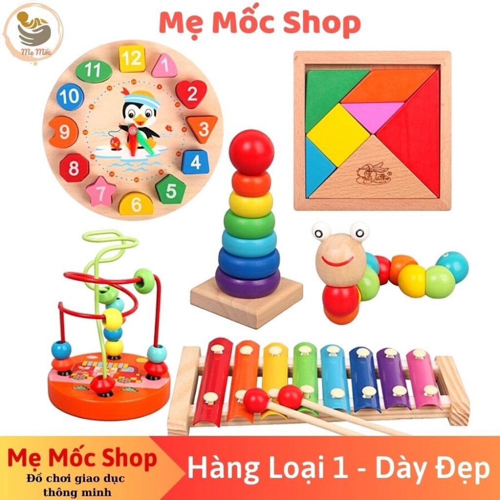 Combo Đồ Chơi Gỗ̃ Cho Bé thông thái 6 Món Đồ Chơi Bằng Gỗ Top1Toy Giáo Cụ Montessori tiến lên kiến thức Bé  _