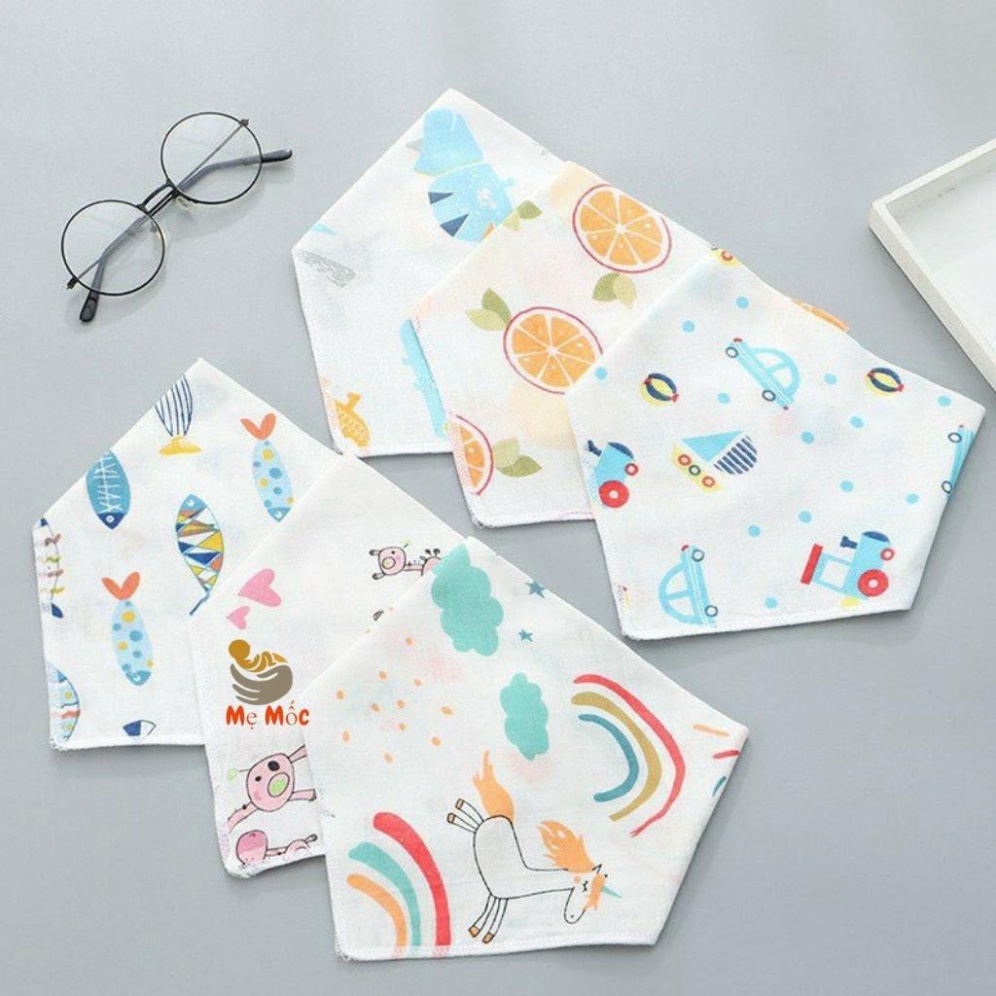 Khăn Yếm Tam Giác Cho Bé Cotton cơ học ngẫu nhiên 100%, êm ái Có khuy bấm - , ,KY  _Top1Toy_00306