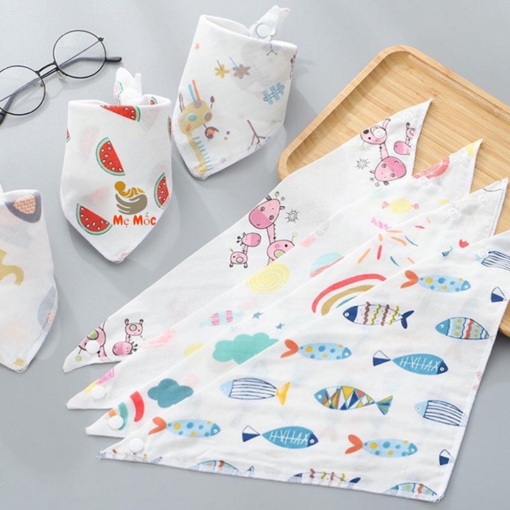 Khăn Yếm Tam Giác Cho Bé Cotton cơ học ngẫu nhiên 100%, êm ái Có khuy bấm - , ,KY  _Top1Toy_00306