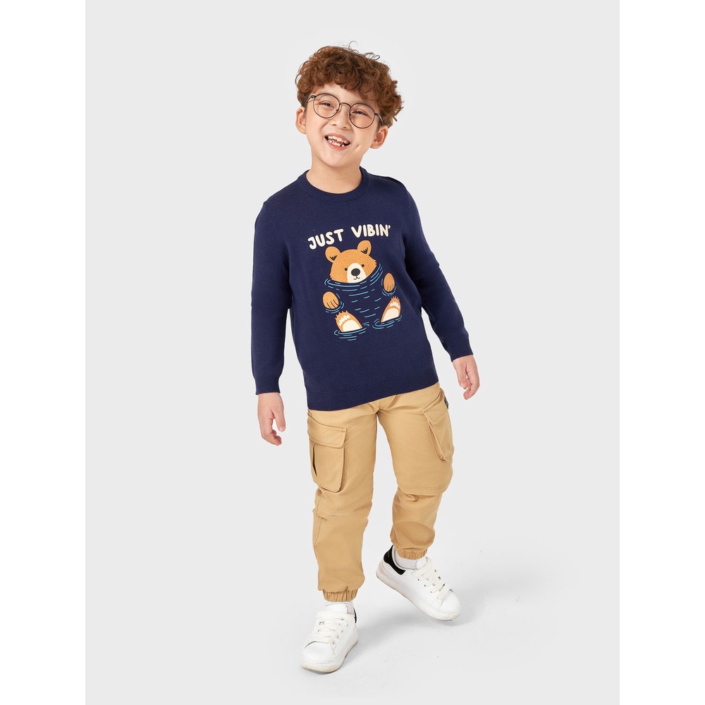 Áo len bé trai CANIFA áo len cổ tròn dài tay ML23 2TE22W007