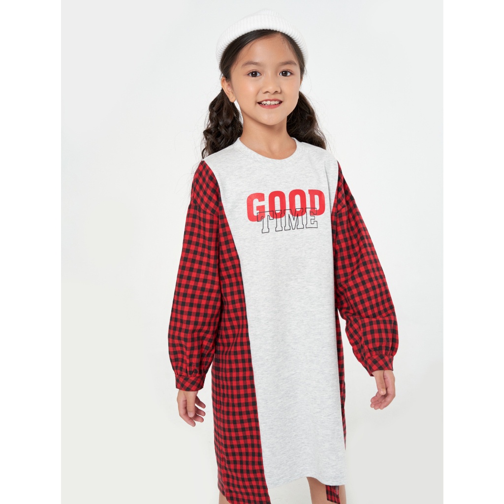 Váy liền dài tay bé gái CANIFA thiết kế dáng suông, họa tiết in hình 1DS22W024