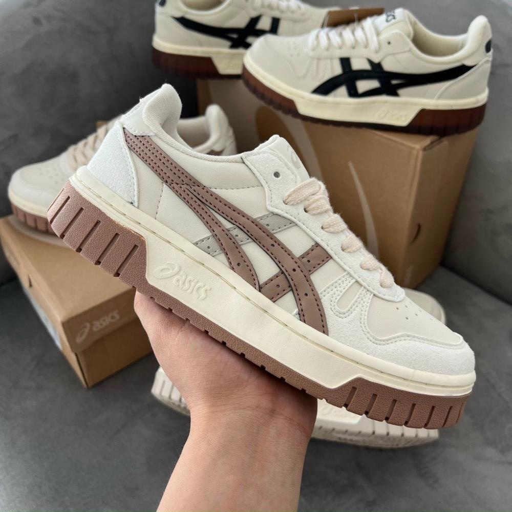 GIÀY Asic’s kem nâu cao cấp, giày court az asic kem nâu asics trà sữa màu mới nam nữ ảnh thật