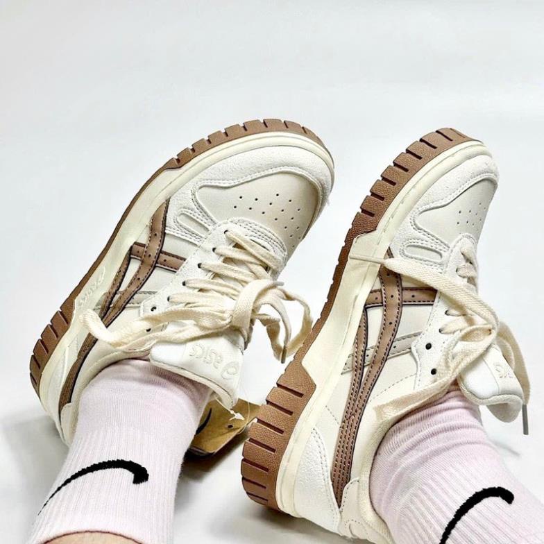 GIÀY Asic’s kem nâu cao cấp, giày court az asic kem nâu asics trà sữa màu mới nam nữ ảnh thật