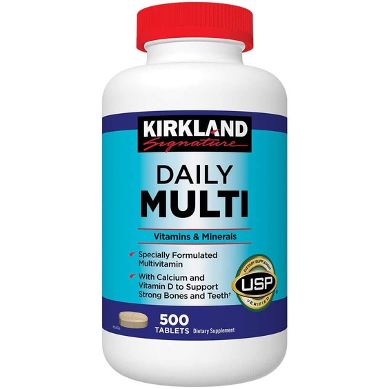Vitamin tổng hợp daily multi Kirkland Signature chai 500 viên dưới 50 tuổi quatangme