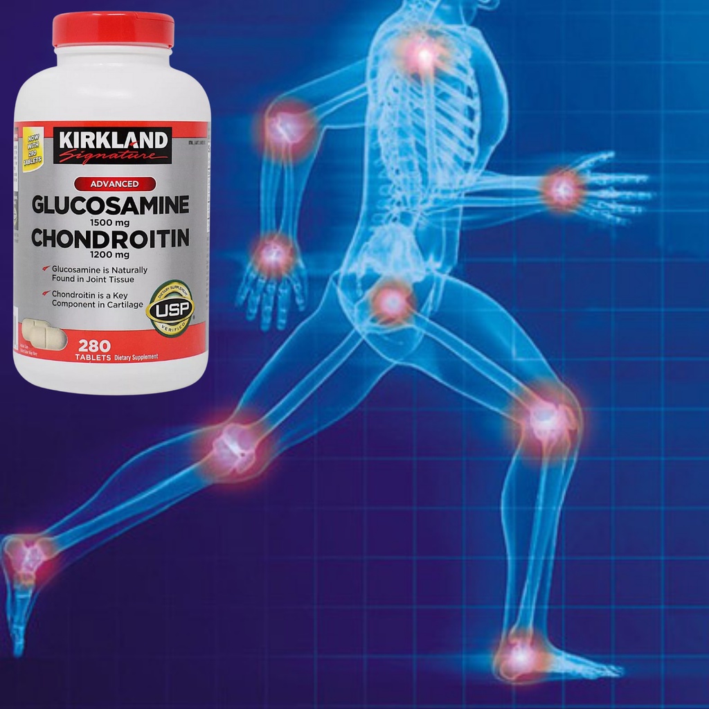 Viên uống Glucosamine 1500mg Chondroitin 1200mg Kirkland Signature hỗ trợ xương khớp khỏe mạnh 280 viên Quatangme1