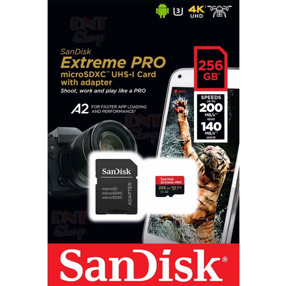 Thẻ nhớ MicroSDXC SanDisk Extreme PRO A2 - 256GB V30 U3 Class 10 UHS-I 200MB/s