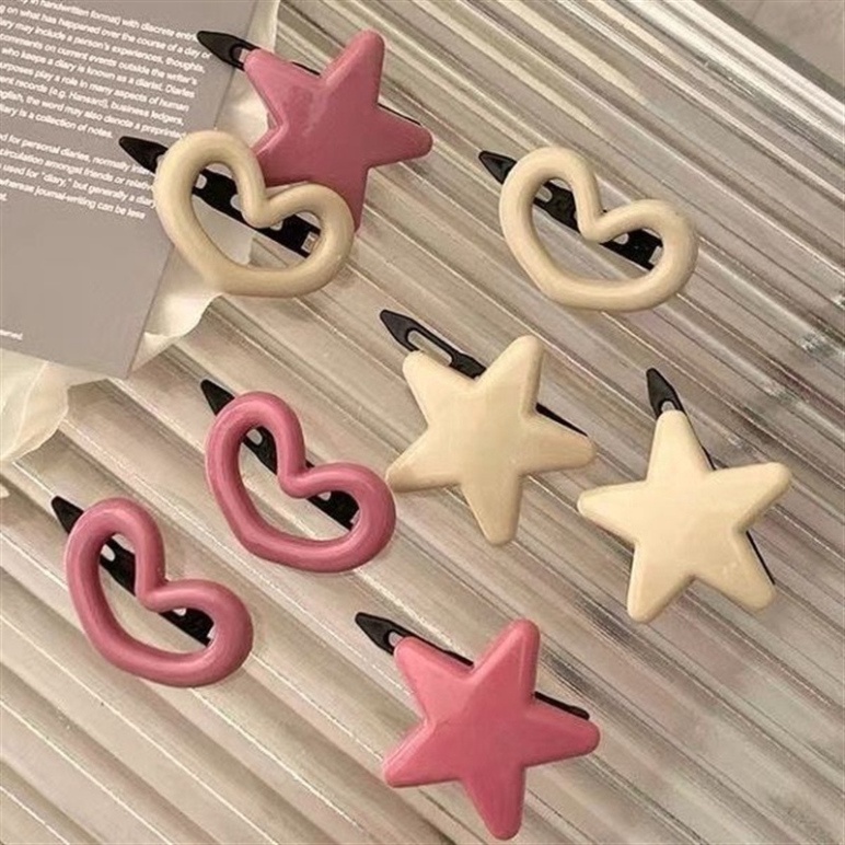 Set 2 Kẹp Tóc Hình Trái Tim Màu Hồng Dễ Thương Cho Bé Gái, Kẹp Mái Xinh Xắn Dành Cho Nữ KM11