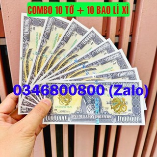Combo 10 tờ tiền 1 triệu đô rồng vàng - usd kỉ niệm lưu niệm, có bảo an lì xì tết giáp thìn