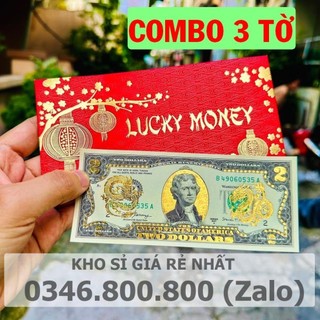 Tờ 2 đô, 2 usd in hình rồng vàng 3d kỷ niệm tết giáp thìn, làm quà tặng, sưu tầm