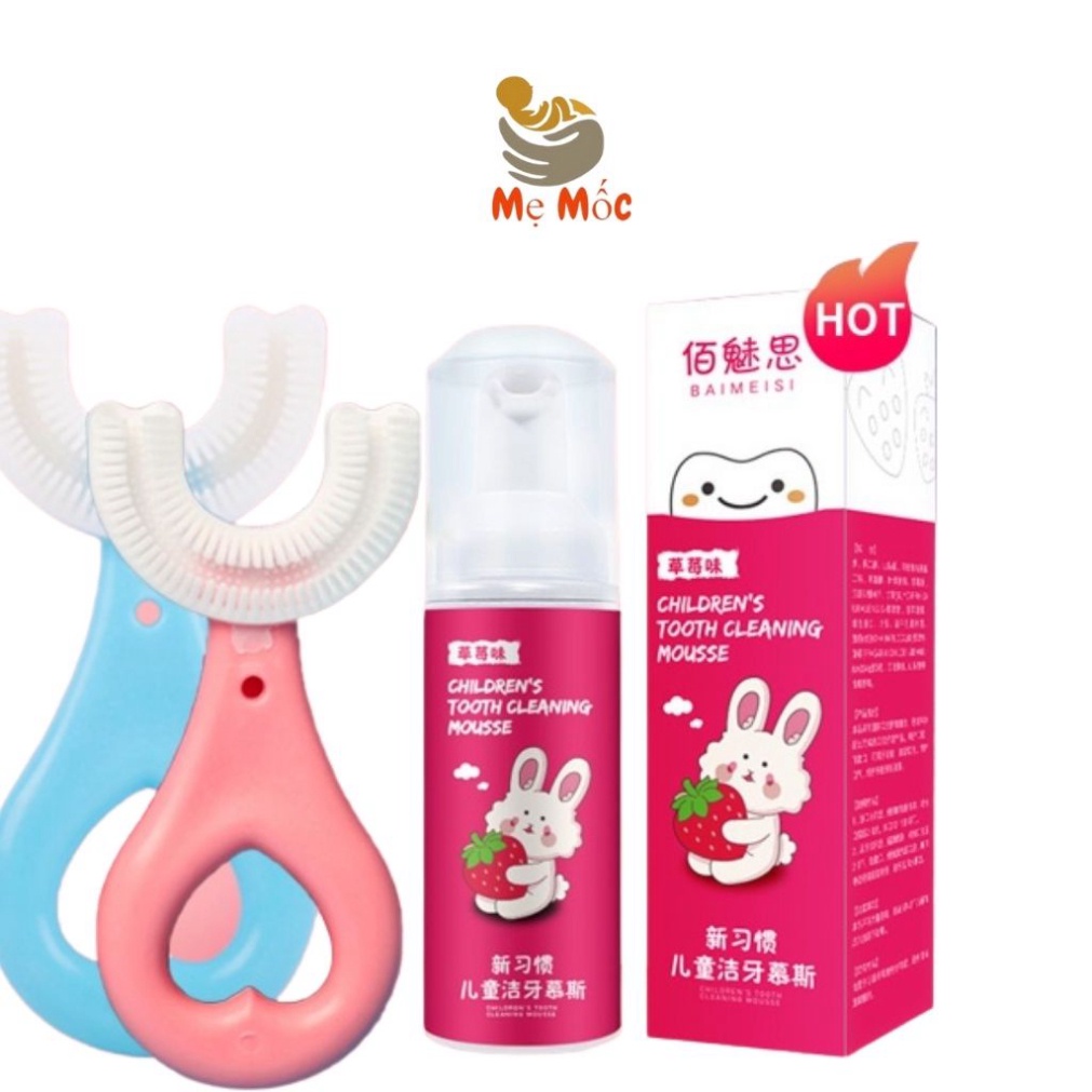 Bàn Chải Đánh Răng Cho Bé Chữ U Và Kem Đánh Răng Hương dâu thơm ngát Cho Bé , ,BCCU  _Top1Toy_00306