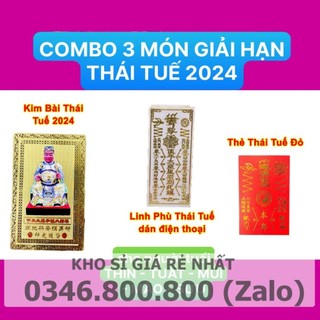 Combo 3 món giải thái tuế 2024 : kim bài thái tuế - thẻ bài thái tuế - móc khóa , bộ cúng thái tuế