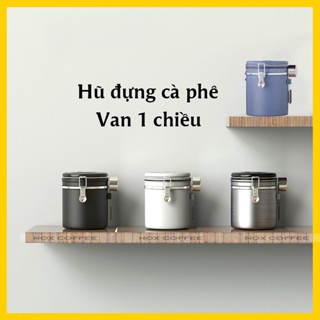 Hũ đựng cà phê có van 1 chiều kèm muỗng đong | Điều chỉnh được ngày tháng ơi