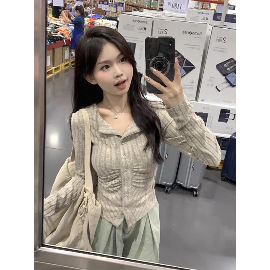 Áo sweater Tay Dài Dáng Ôm Phong Cách Hàn Quốc Thời Trang Mùa Thu Mới 2023 Cho Nữ 10.30有