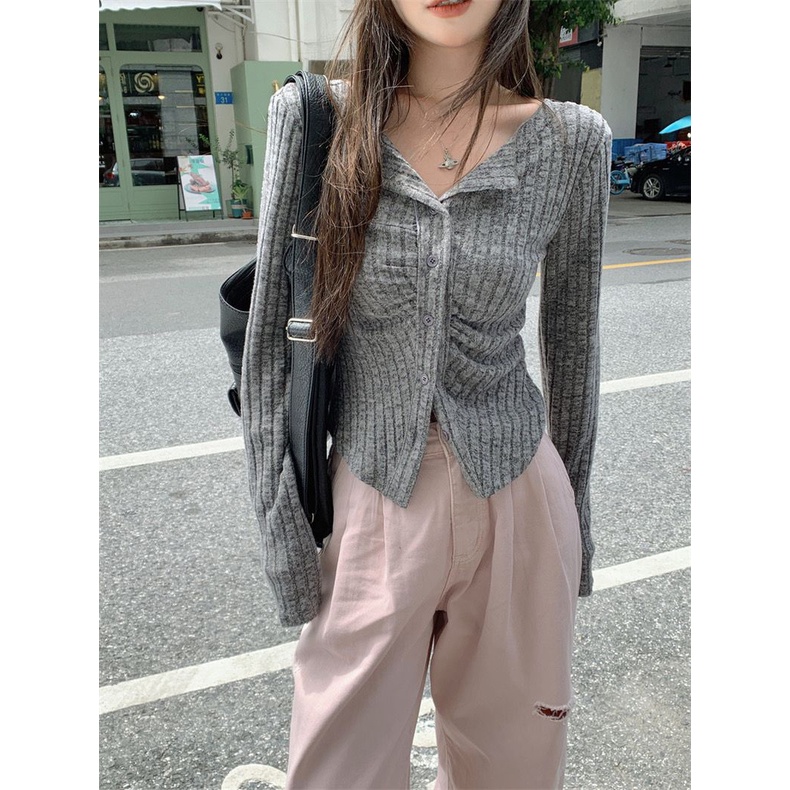 Áo sweater Tay Dài Dáng Ôm Phong Cách Hàn Quốc Thời Trang Mùa Thu Mới 2023 Cho Nữ 10.30有