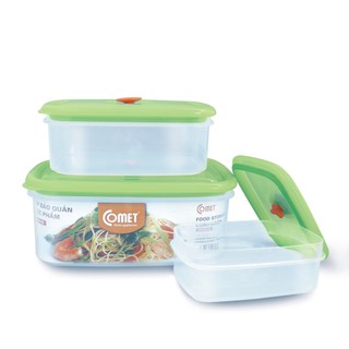 Bộ 3 hộp nhựa đựng thực phẩm COMET CH1618 xanh dương xanh lá