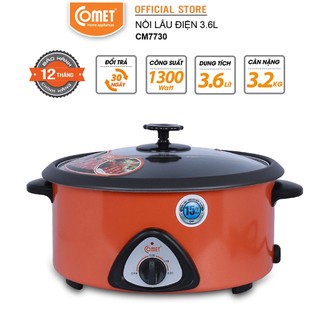 Nồi lẩu điện 3,6L COMET CM7730 Gia nhiêt nhanh chóng, điều khiển đơn giản, kết hợp chế nhiều món, lòng nồi tháo rời