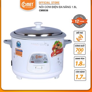 Nồi cơm điện comet cm8036 nắp rời 1.8l dành cho 4- gia nhiêt nhanh, lòng nồi hợp kim nhôm dễ vệ sinh - bảo hành 12 tháng