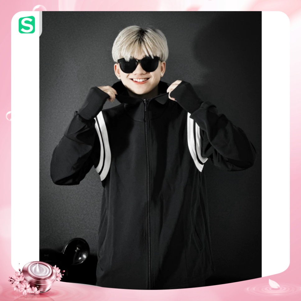 Áo Khoác Chống Nắng Teddy Kẻ Trắng Sọc Vai Hottrend Chất Liệu Umi Thoáng Mát Dày Dặn -Ngo shop