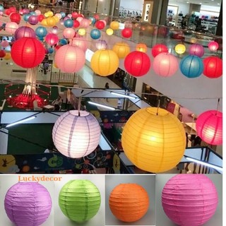 Đèn lồng giấy trang trí 40cm/30cm/25cm/20cm/15cm giấy lụa nhiều màu phong cách trung hoa mh90