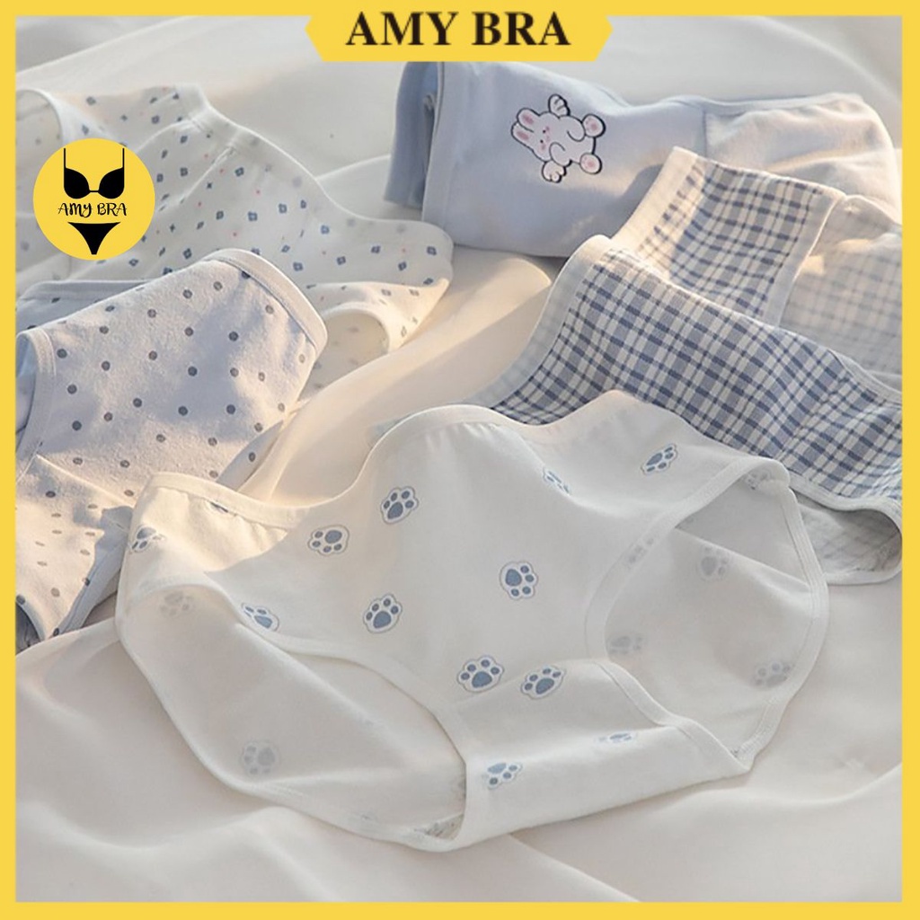 Quần Lót Nữ Cotton Hình Gấu - Quần Lót Cotton Dễ Thương Đáy May Thấm Hút Tốt, Co Giãn 4 Chiều AMYBRA L229