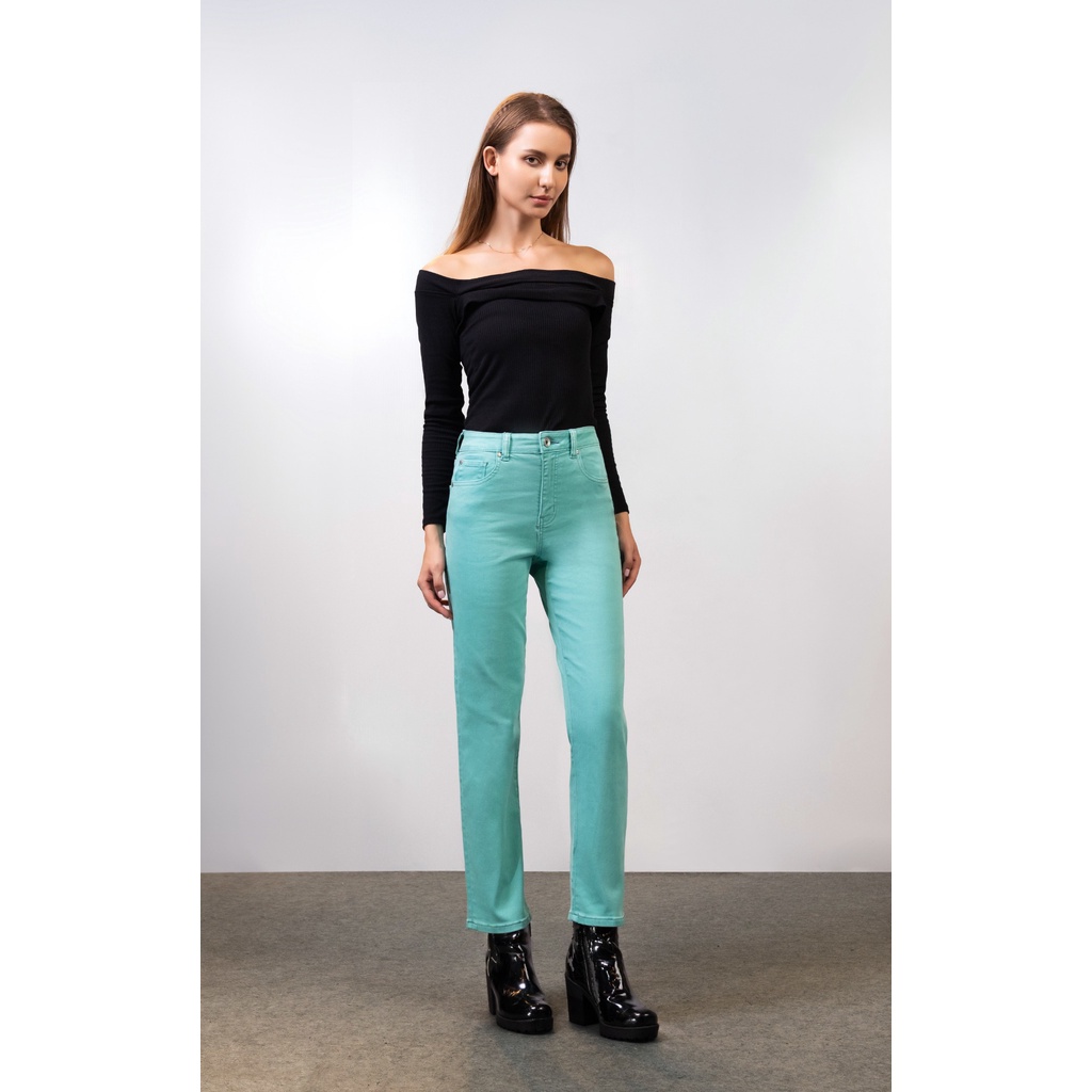 Quần Jeans Nữ Dáng Straight Màu Xanh Mint. Mint Green Straight Women's Jeans - 123WN1083F1310