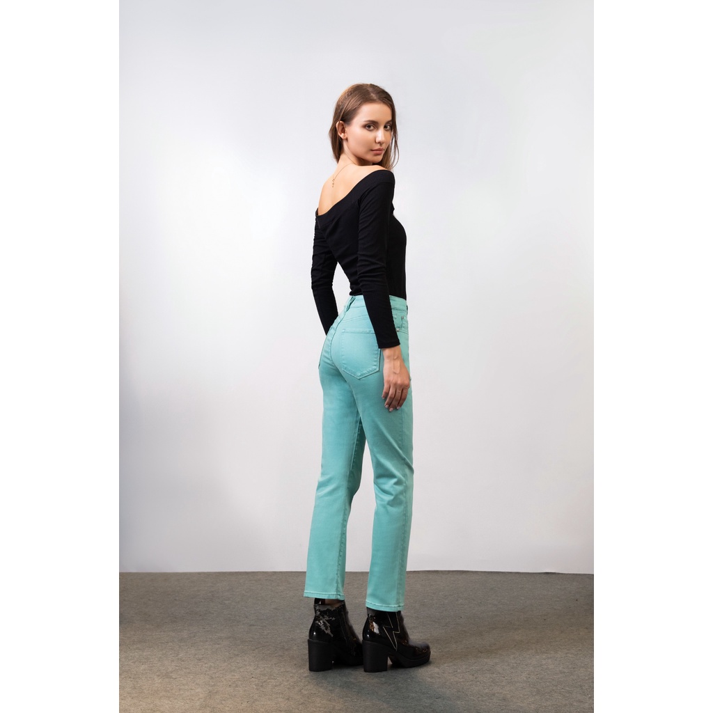 Quần Jeans Nữ Dáng Straight Màu Xanh Mint. Mint Green Straight Women's Jeans - 123WN1083F1310