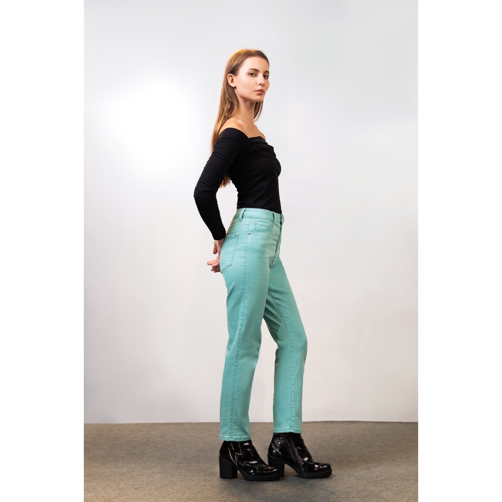 Quần Jeans Nữ Dáng Straight Màu Xanh Mint. Mint Green Straight Women's Jeans - 123WN1083F1310