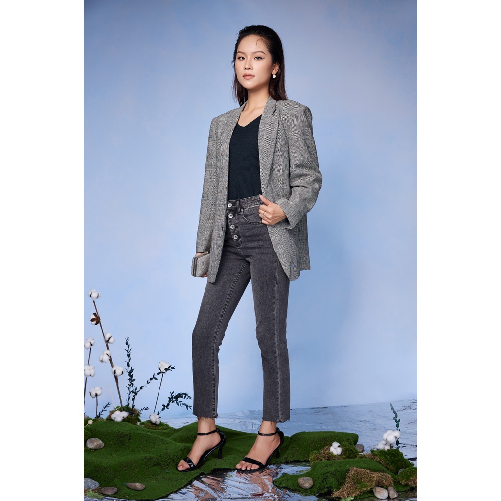 Quần Jeans Nữ Dáng Straight Hàng Nút V-Sixtyfour.  V-Sixtyfour Women's Straight Button Jeans - 222WD1083F3050
