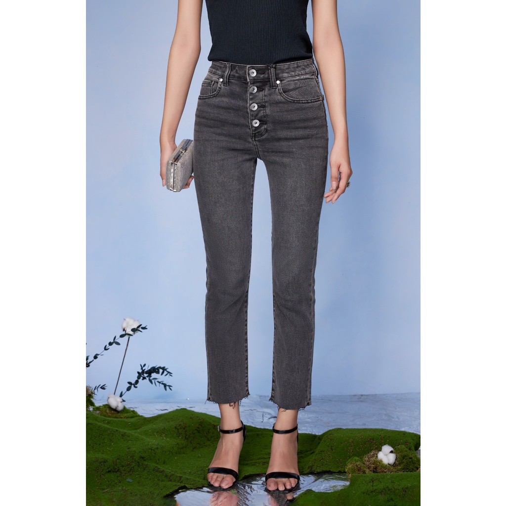 Quần Jeans Nữ Dáng Straight Hàng Nút V-Sixtyfour.  V-Sixtyfour Women's Straight Button Jeans - 222WD1083F3050