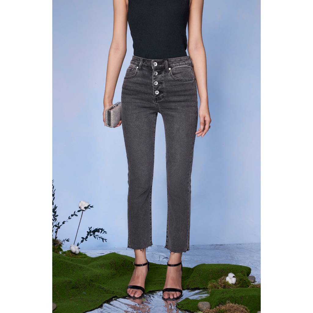 Quần Jeans Nữ Dáng Straight Hàng Nút V-Sixtyfour.  V-Sixtyfour Women's Straight Button Jeans - 222WD1083F3050