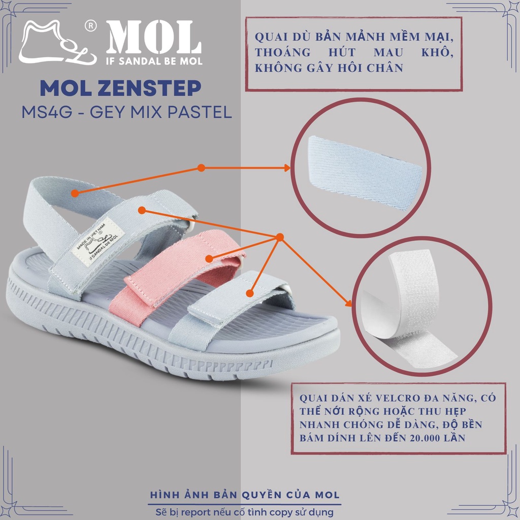 Giày sandal nam nữ unisex MOL Zenstep MS4G 3 quai ngang