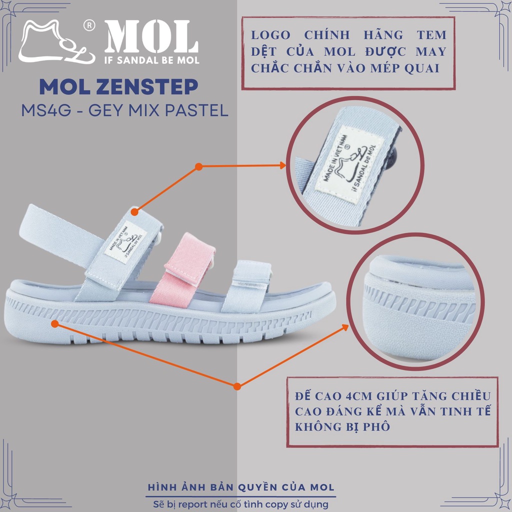 Giày sandal nam nữ unisex MOL Zenstep MS4G 3 quai ngang