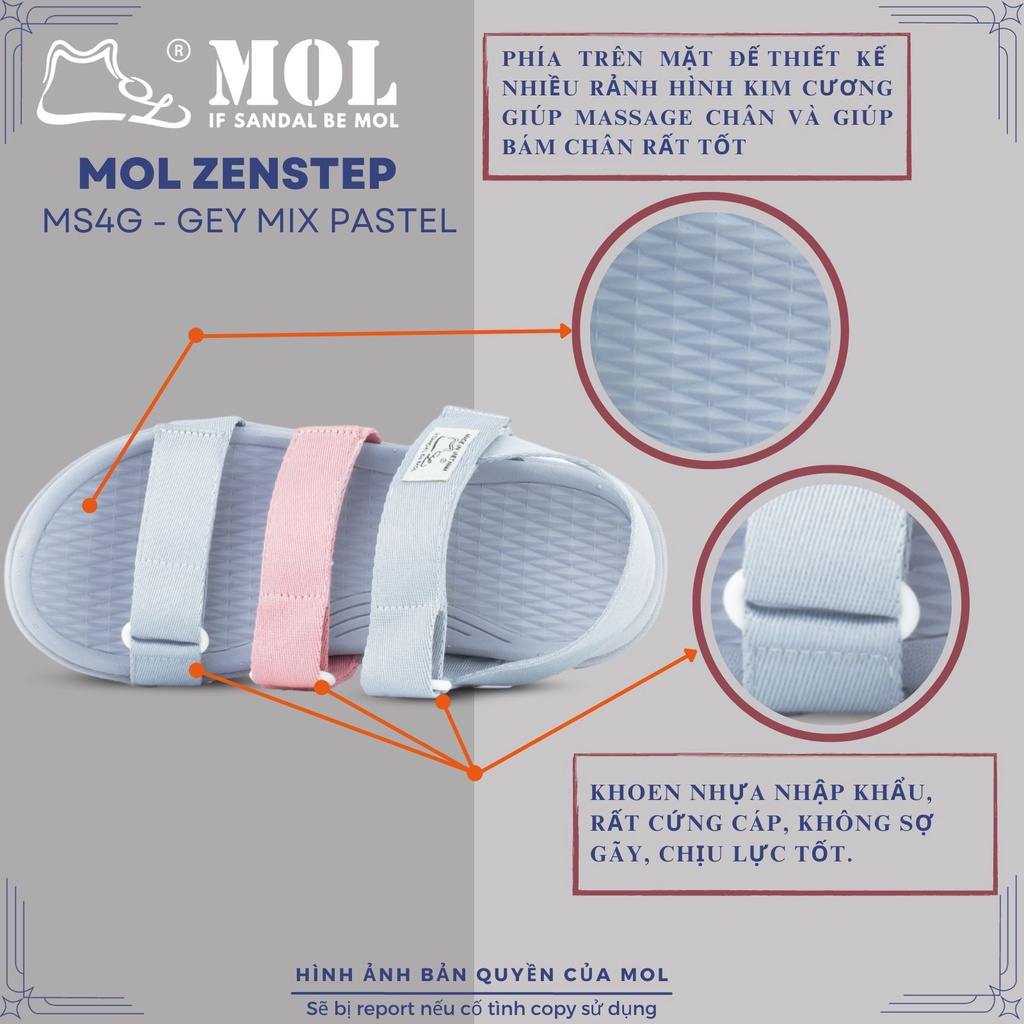 Giày sandal nam nữ unisex MOL Zenstep MS4G 3 quai ngang