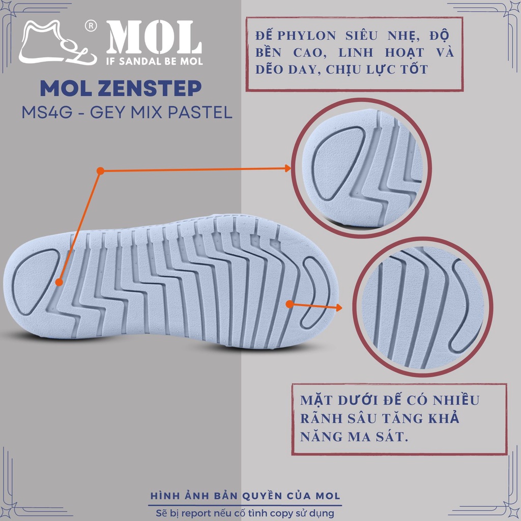 Giày sandal nam nữ unisex MOL Zenstep MS4G 3 quai ngang